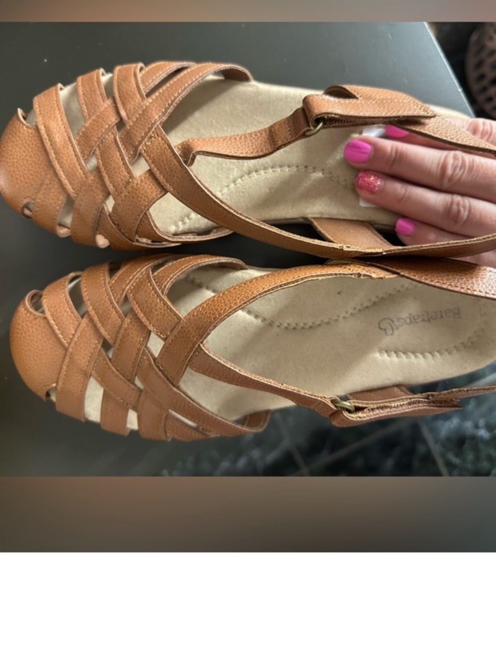 BareTraps Tan Woven Slingback Sandals